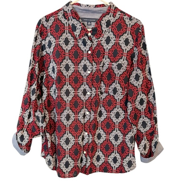 🌹TOMMY HILFIGER FLORAL PIN TUCK BUTTON DOWN SHIRT - Picture 4 of 11